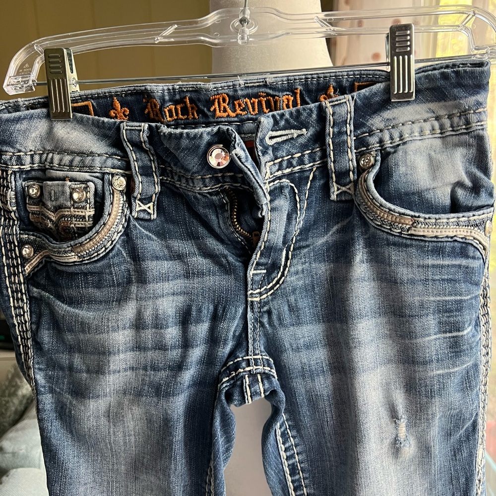 Rock Revival Faded Blue Embellished Pocket Jeans